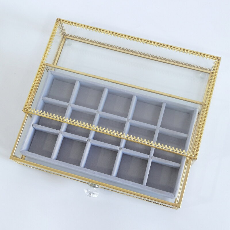 ガラスジュエリー収納ボックスOarケースイヤリンディスプレイトレイ