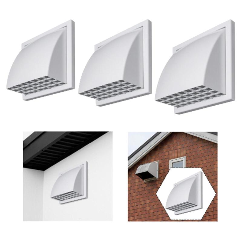 レインカバー付き換気グリル付き排気フード換気口.簡単設置.プロ仕様の排気キャップ.ランドリー用壁面口カバー