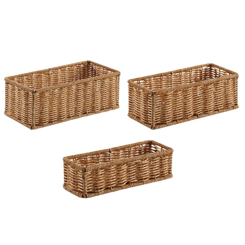 模造籐バスケット編みバスケット.多目的.収納バスケットビン.ヴィンテージ.浴室キッチン用籐バスルーム化粧台トレイ