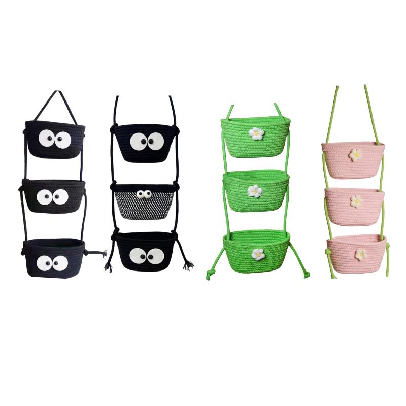 3段壁掛けバスケットコンテナ トイレタリー 携帯電話 メガネ 棚 バスケットオーガナイザー 寝室 キッチ..