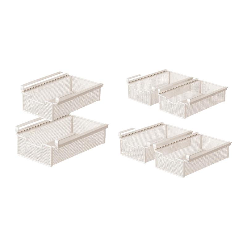 2 個 棚下収納バスケット 引き出し式 デスク下収納 キャビネット 本棚 キッチン 食器棚用 吊り下げホル..