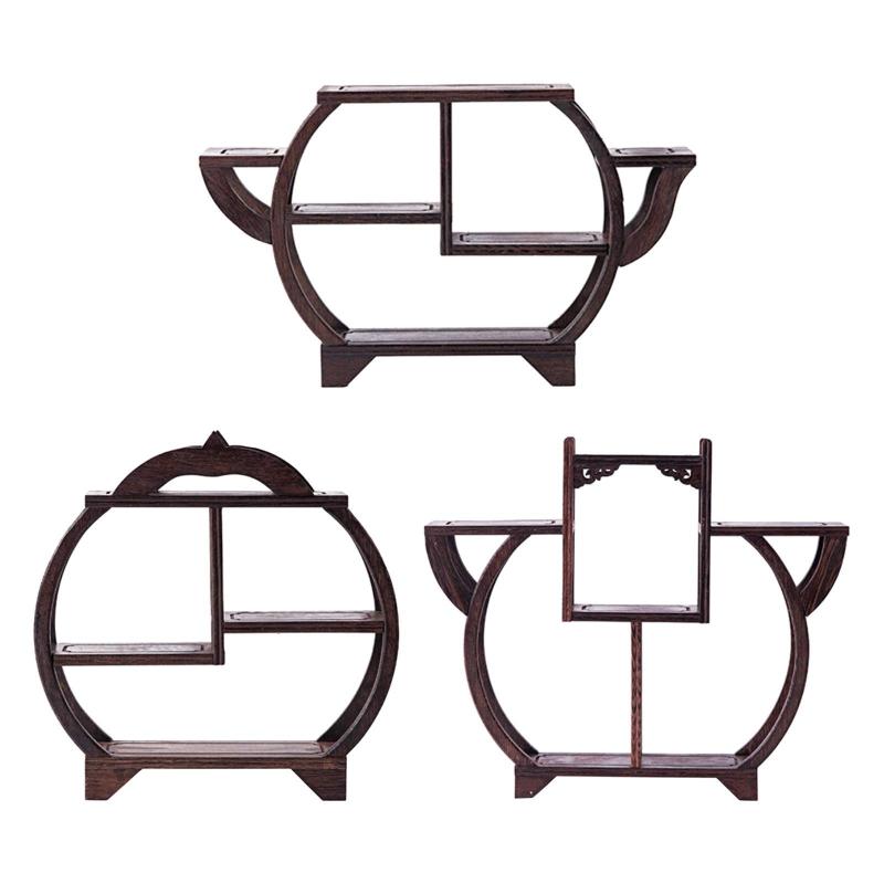 木製ディスプレイスタンドオーガナイザー 小売ディスプレイライザー 中国アンティーク骨董品収納ラック..