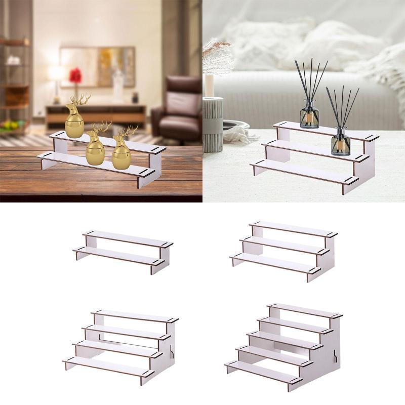 木製ディスプレイライザースパイスラック 多用途 素朴なディスプレイスタンド 段付き香水オーガナイザ..