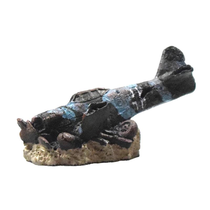 水槽装飾樹脂製飛行機残骸家庭用爬虫類ボックス用メンテナンス簡単