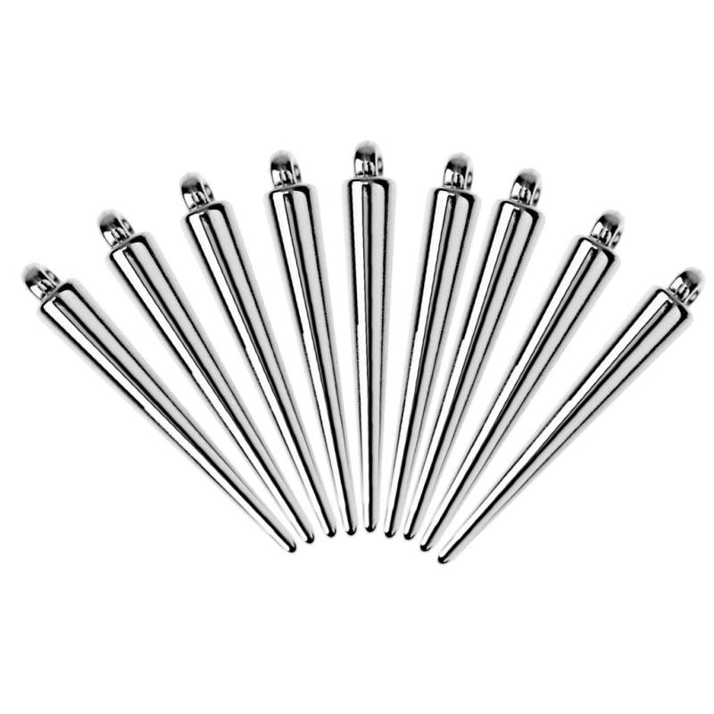 10 個 35 Mm シルバー スパイク チャーム ネックレス ペンダント パンクのロット