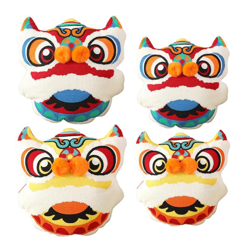 中国の新年枕クッションライオンホリデー中国ヴィンテージラッキーウエストクッションアジアレトロ年家..