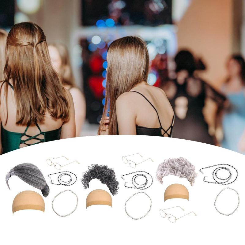 おばあちゃんコスチュームセット おばあちゃんメガネ コスプレ小道具 コスプレドレスアップ プレミアム..