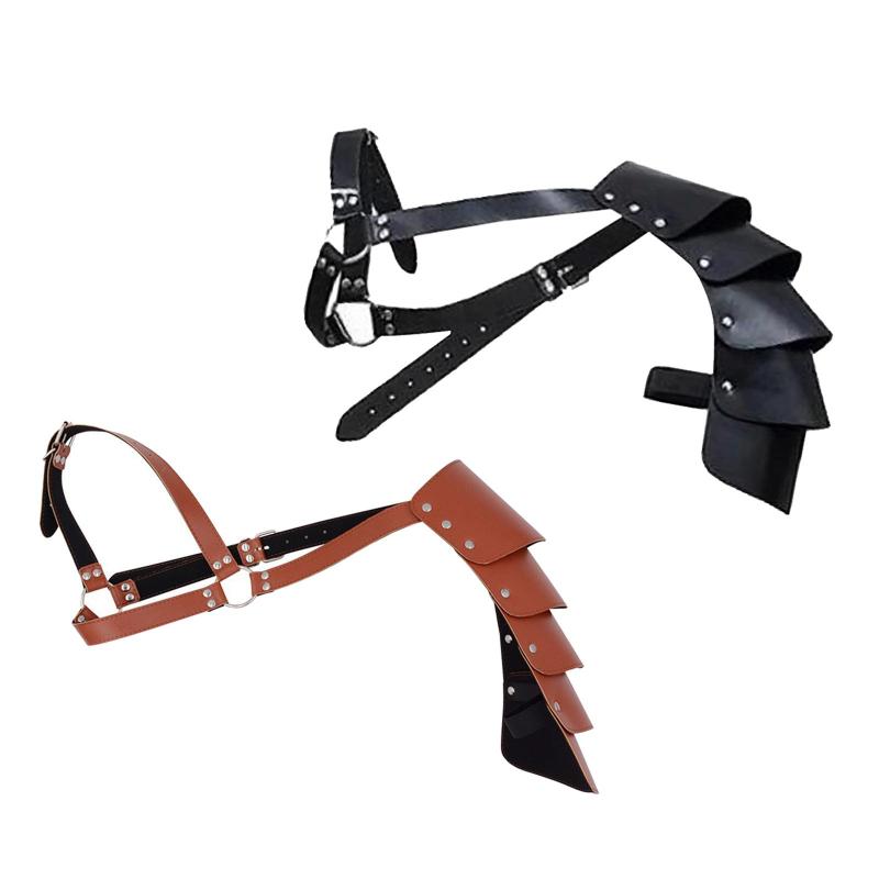 ゴシックショルダーアーマースチームパンクベルトシュラグドレスPUナイト海賊シングルショルダーアーマーロールプレイパフォーマンス用