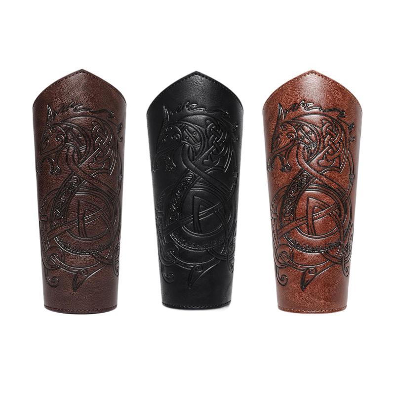 中世のアームブレースアームバンドPUレザーガントレットリストバンドパーティー仮装用