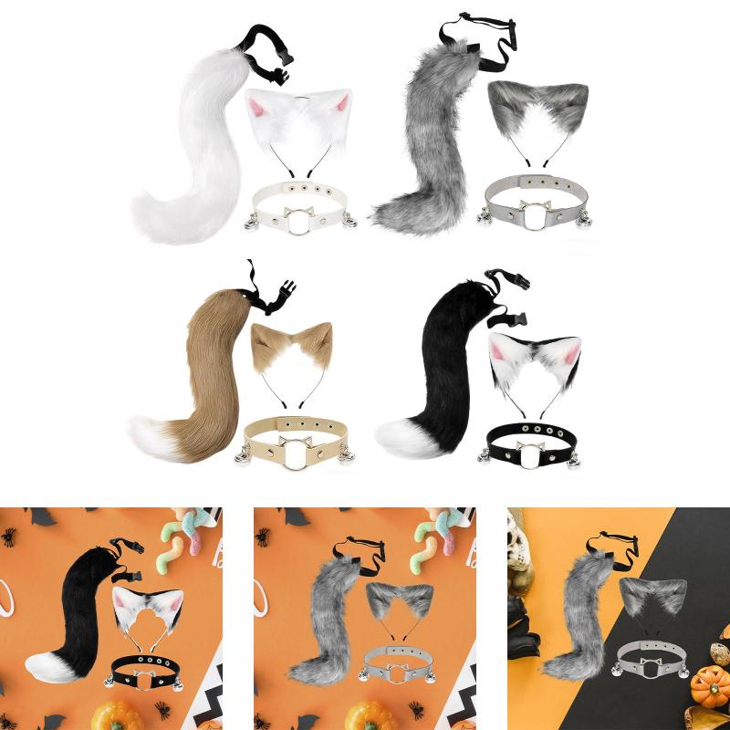 猫キツネ耳と尻尾セットコスプレ衣装セット クリスマスパフォーマンス用
