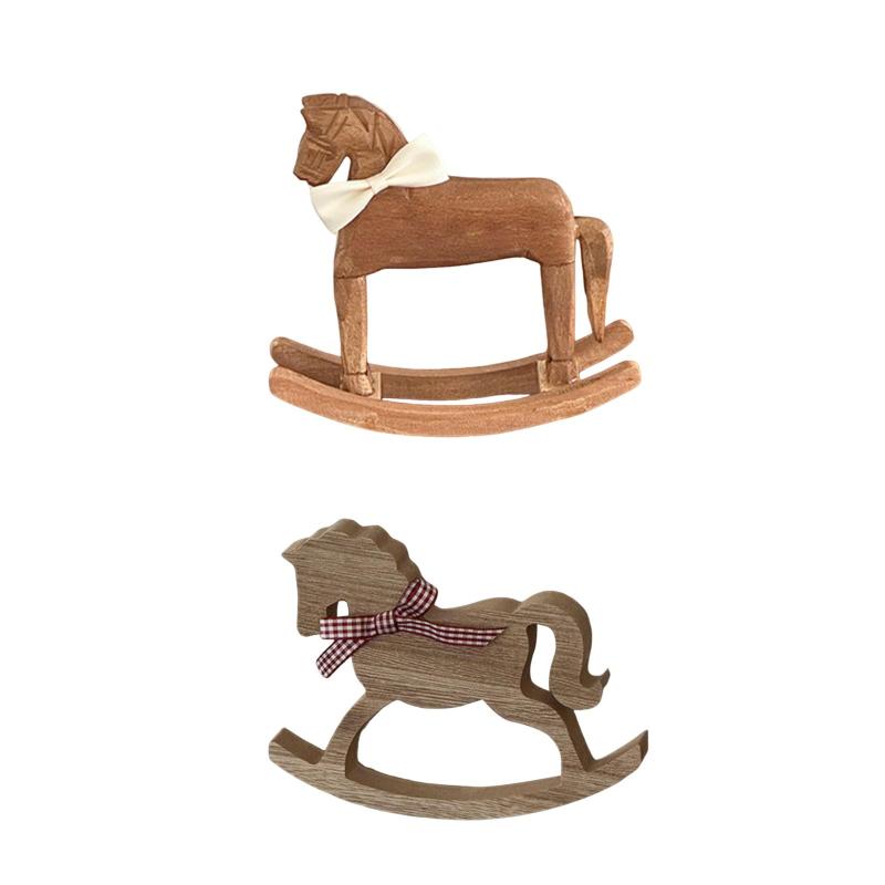 ロッキングホースオーナメント 彫刻された木製の馬の置物 新築祝い テーブルセンターピース オフィス ..