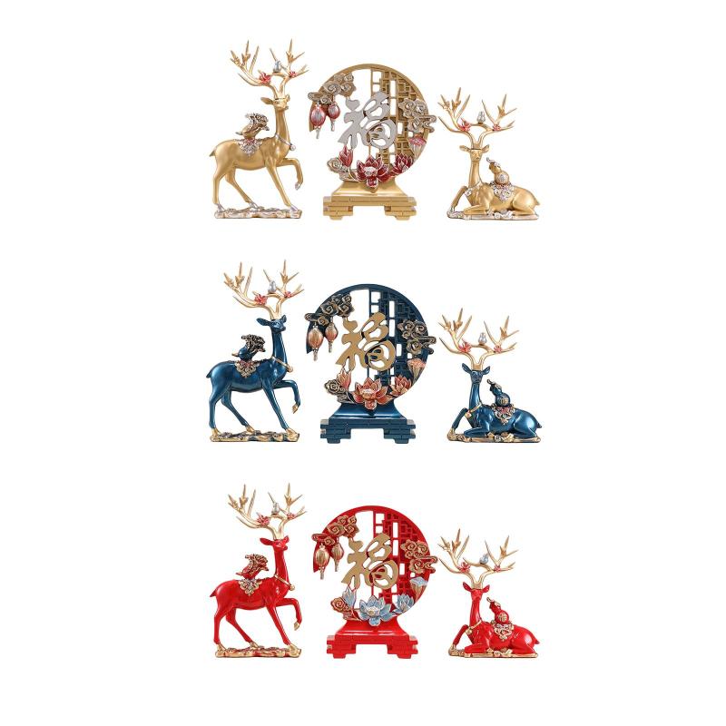 トナカイ置物樹脂鹿の彫像ミニチュア工芸品鹿の彫刻の装飾品オフィス暖炉ダイニングテーブルの装飾ギフト