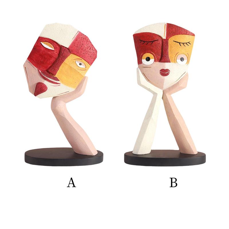 抽象的な顔の彫像の置物彫刻テーブルセンターピースの装飾