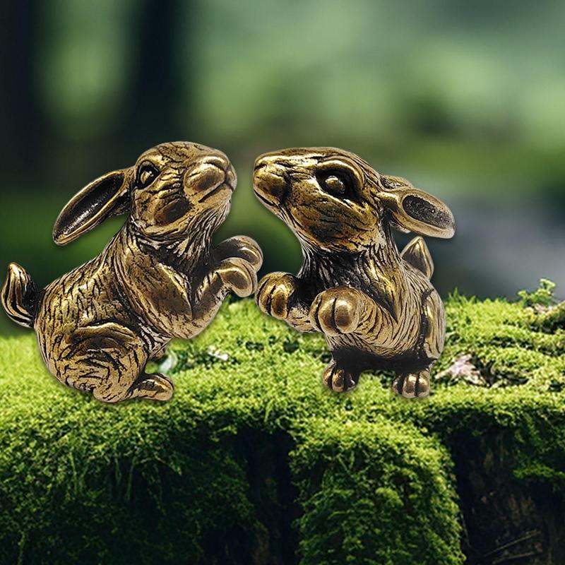 銅製ウサギの像 銅彫刻 男性用 屋内 自宅 オフィス 装飾 2個