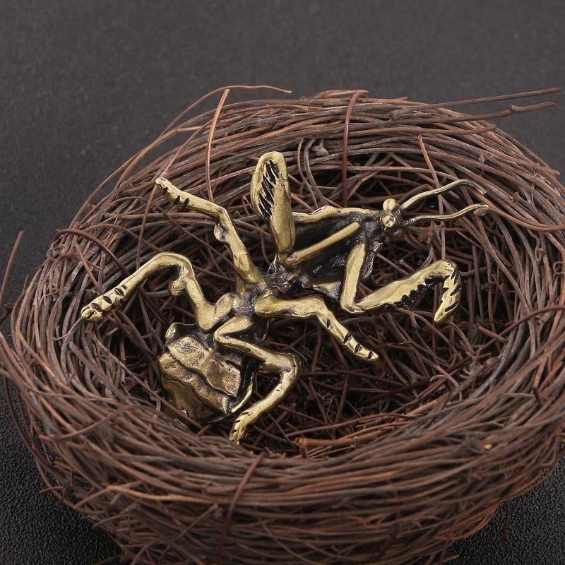 真鍮製 カマキリの置物 アクセサリー カンフーティー ペットモデル ホームデコレーション