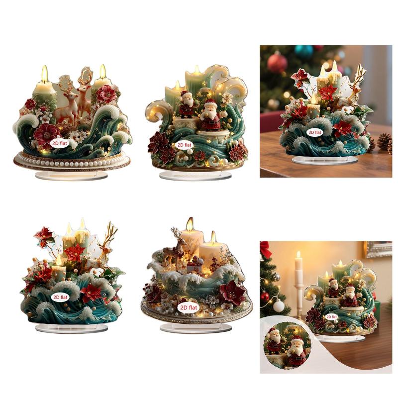 2Dクリスマスペストアートワーク.ギフトコレクション.ホームデコレーション.センターピース.寝室.デスク.オフィス.ダイニングルーム用のアクリルオーナメント