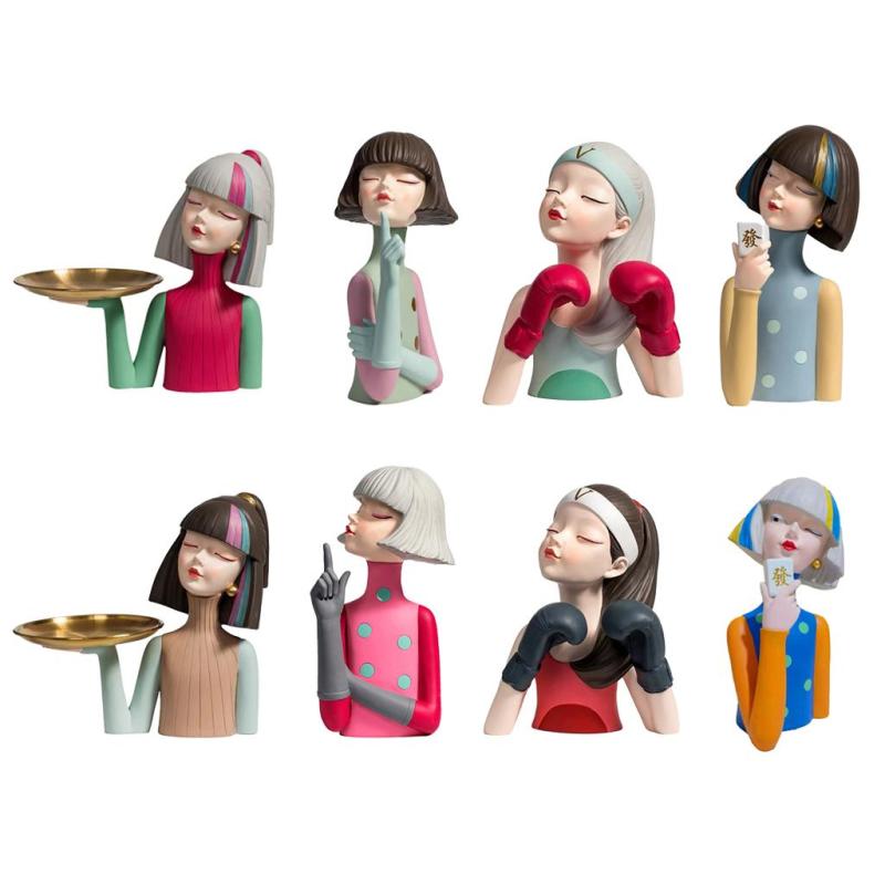ファッション女の子樹脂の置物の像屋内屋外装飾装飾ギフトのデスクトップ彫刻装飾