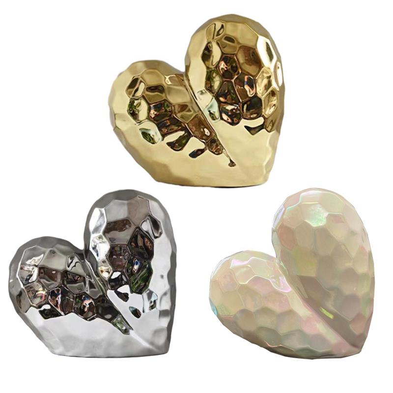 ハート像彫刻愛のハート像装飾セラミックエレガントな卓上飾り浴室用誕生日新築祝いギフト