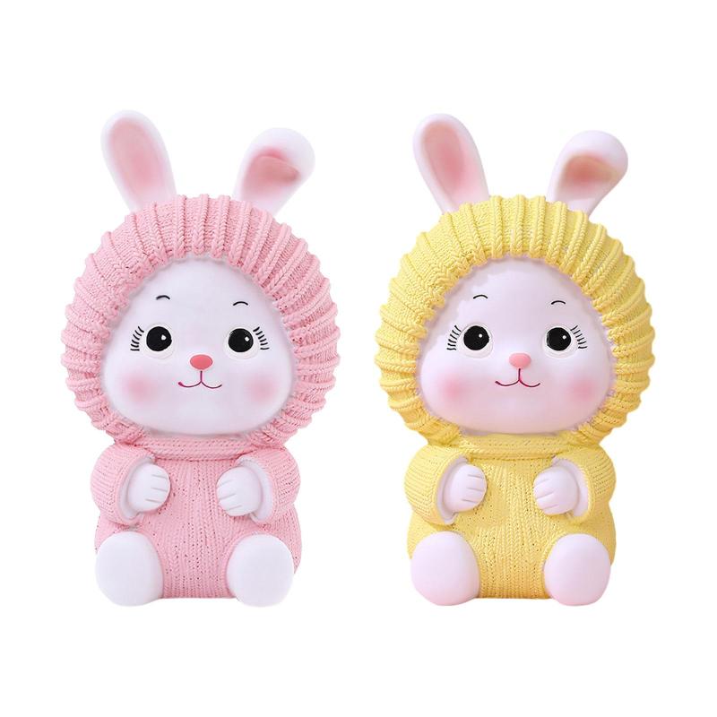 ウサギの像装飾置物貯金箱コレクション卓上飾り動物の彫刻目玉寝室の家の装飾