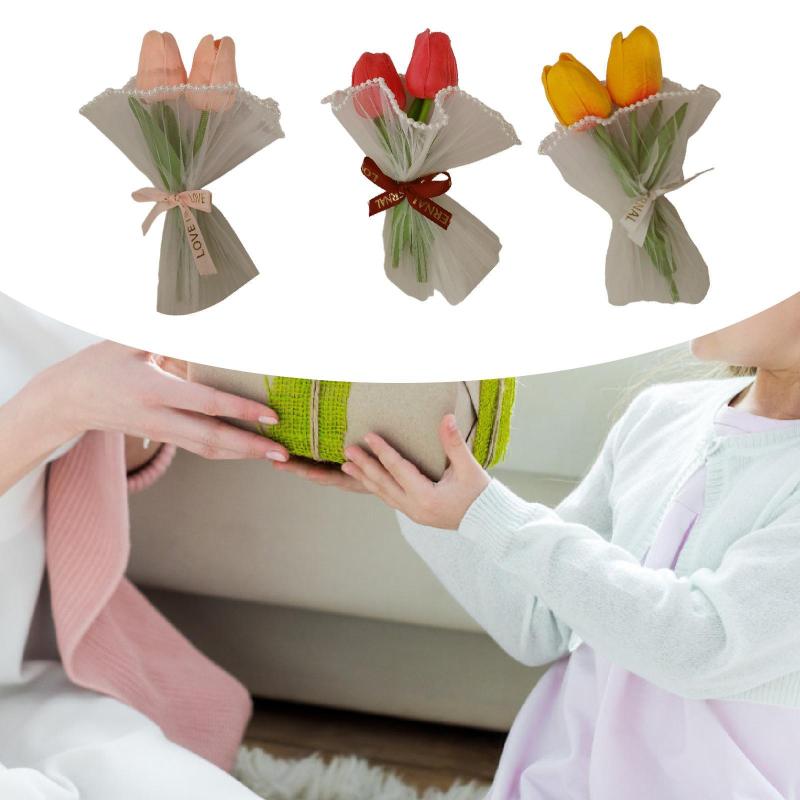 チューリップブーケフェイクフラワーズ写真小道具感謝祭のための人工花の花束の装飾