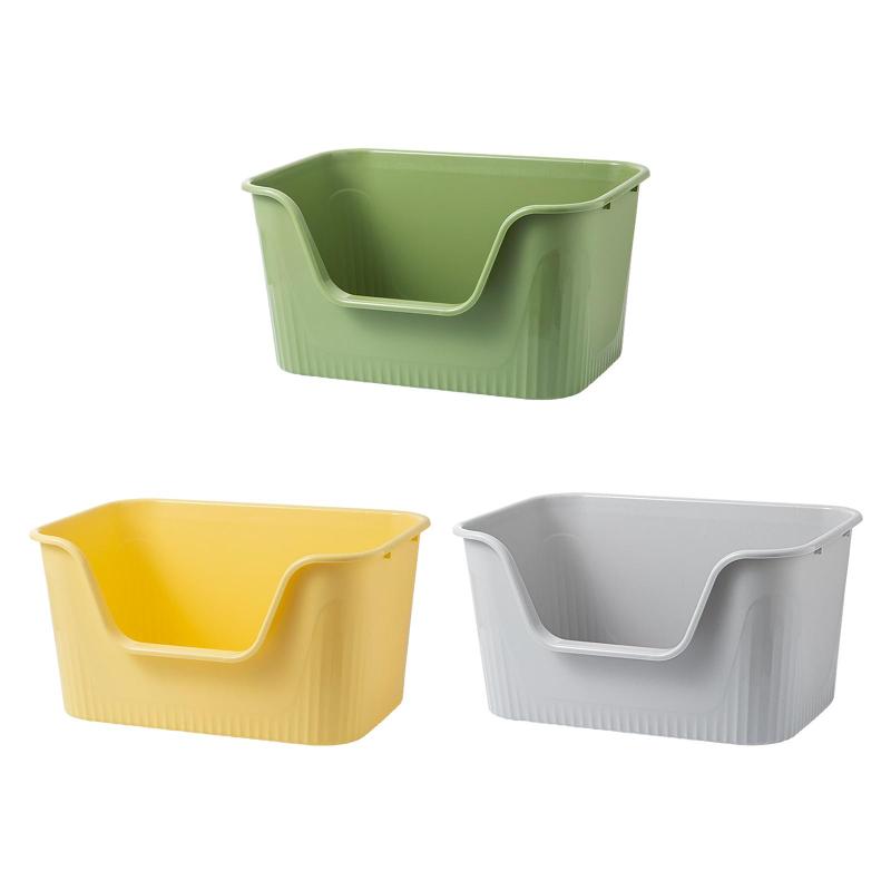 猫トイレ洗面器.オープントップペットトイレトレイ.キティトイレパン防沫子猫トイレトイレ耐久性高め猫..