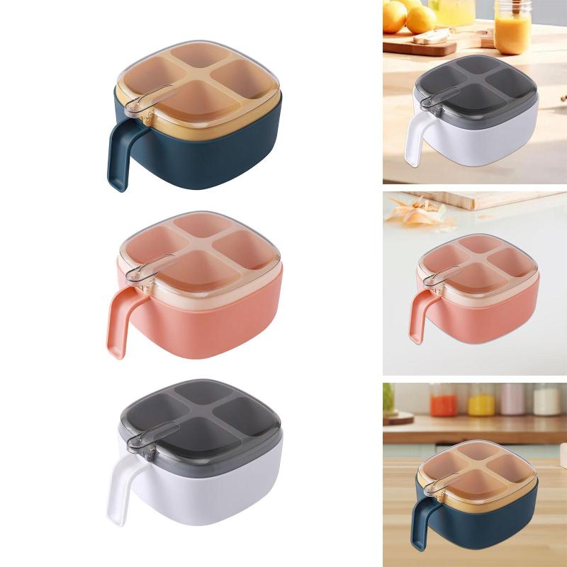 調味料ボックス 調味料容器 4つのコンパートメント 蓋付き スパイスジャー 調味料ボトル 調味料ボック..