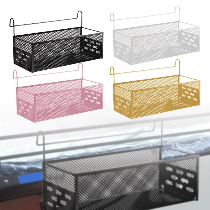 ベッドサイド吊り下げ収納バスケットコンテナ省スペースメタル大型ラック吊り下げオーガナイザーベッドレール用ホーム寮学校