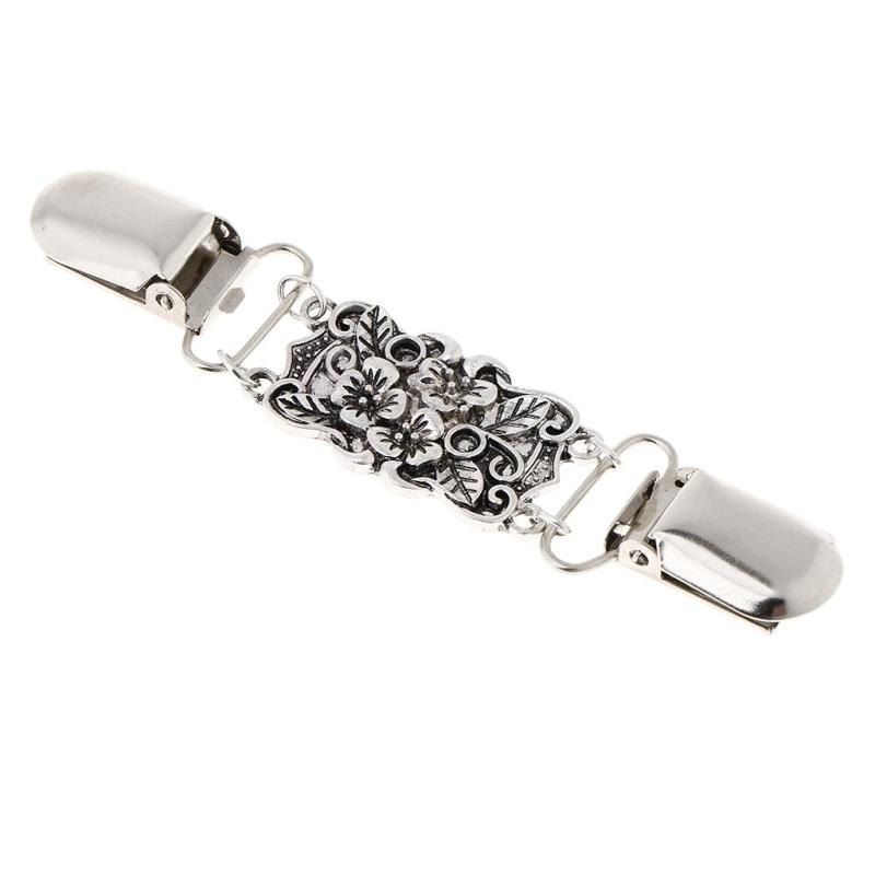 ヴィンテージセータークカーディガンカラークリップフラワーパターンクリップ女性の女の子のための