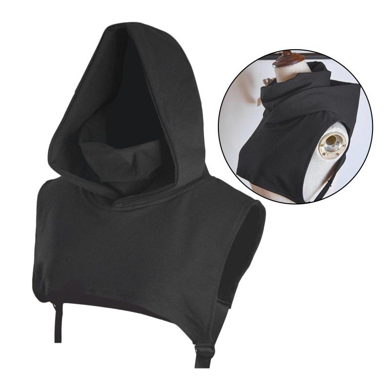 ファッション偽のカラーハイフードセータージャケットハットダイシッキー秋冬黒