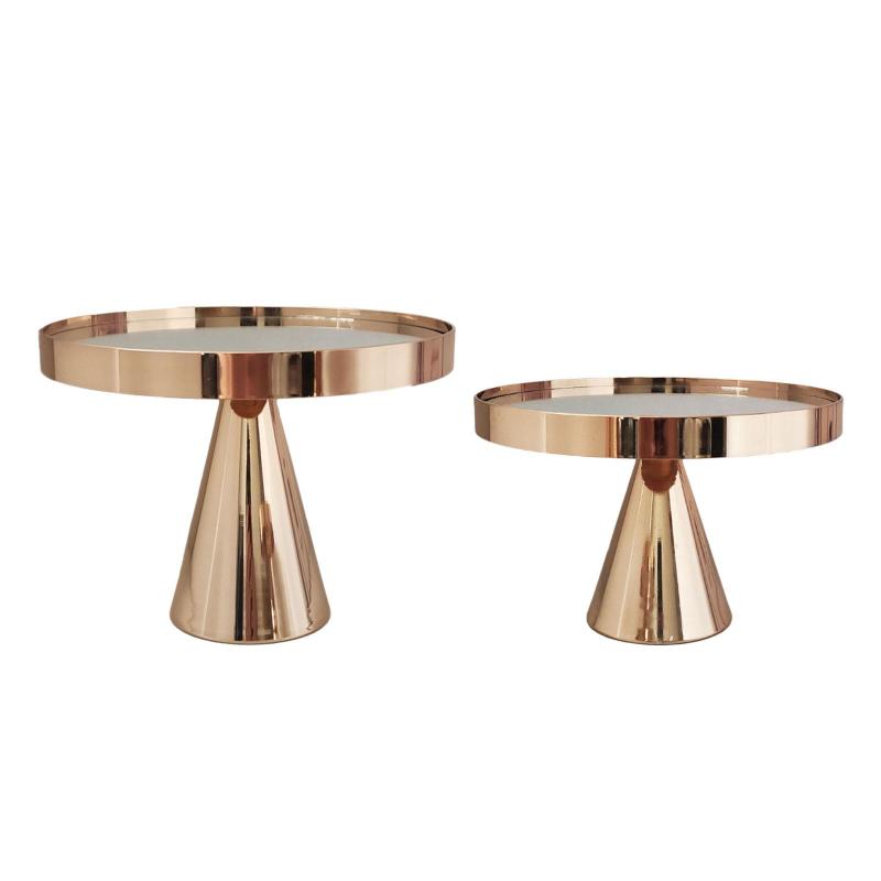 8インチの結婚式の金属製のケーキのディスプレイスタンド.ミラートップ.ゴールドのカップケーキスタン..