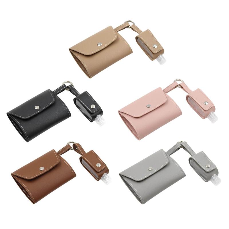 ボトル収納クリップシートマスクカバー付きポータブル収納ボックス詰め替え可能なシートマスクオーガナイザーキーパーPUオフィス用再利用可能な収納バッグ