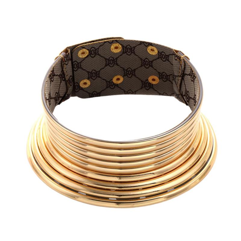 多層アフリカンネックレス.レディースメンズチョーカーパンクジュエリーネックレス調節可能なギフト.誇張された , プリントゴールド