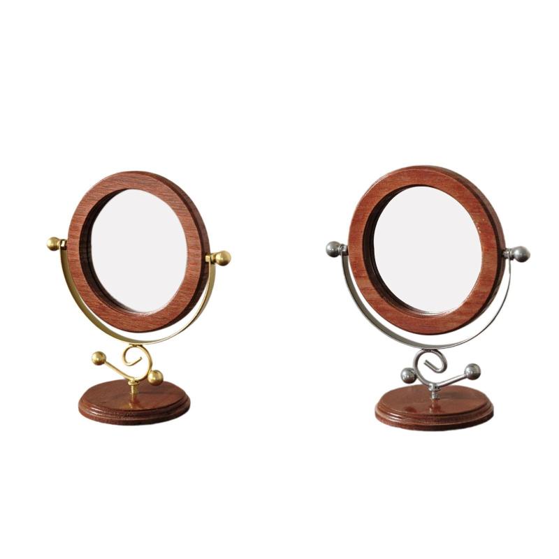 木製化粧鏡 化粧台ミラー ヴィンテージ 誕生日プレゼント ポータブル デスクトップ飾り 回転式 ドレッシングミラー 家庭用 寮用