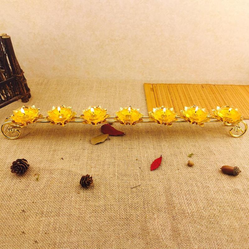 組み立てられたバターランプキャンドルホルダー7つのバターランプキャンドル用のロータススタイル , 52x7x6cm