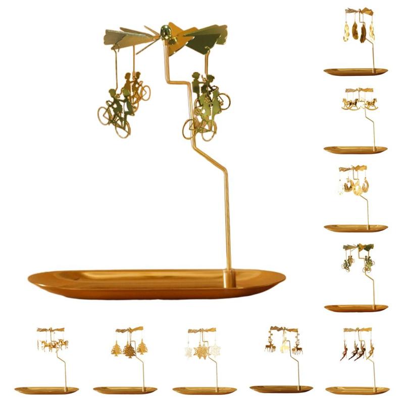 金属キャンドルホルダー-ゴールデン金属回転ティー-スピナー装飾デザインの