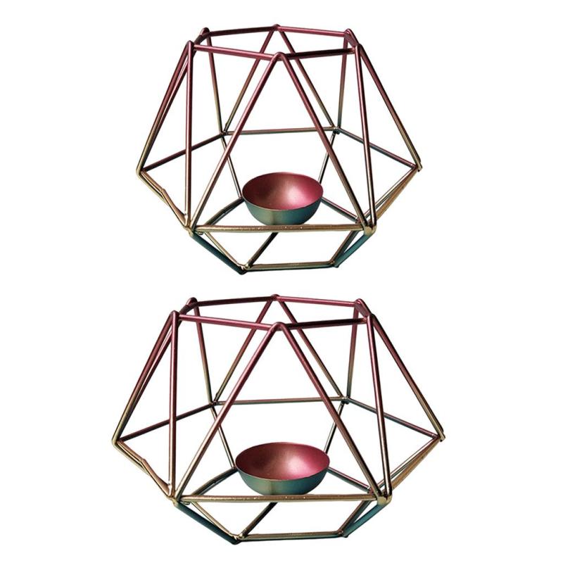 北欧デジ幾何学ティーライト六角形カラーキャンドルホルダーアイアンホロウにヴィンテージクリスマス