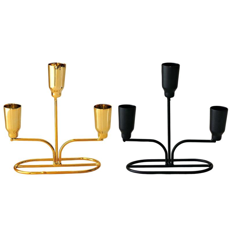 キャンドルホルダー 金属製 燭台 3本立て キャンドルスタンド 北欧風 燭台飾り エレガント 装飾品 安定したベース 結婚式 パーティー 食卓の装飾に適用