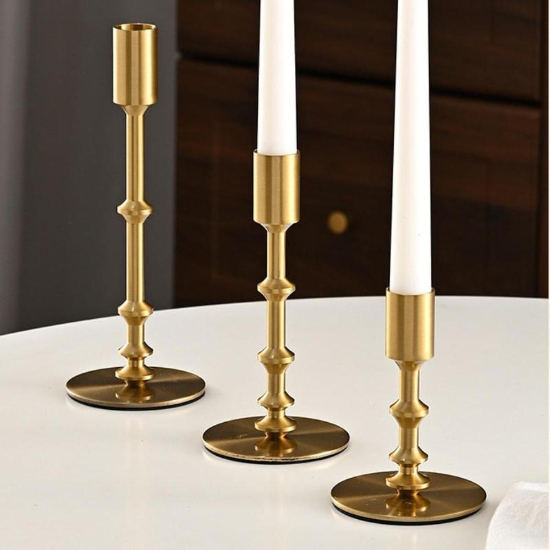 金属製キャンドルホルダー 燭台 ヴィンテージ アニバーサリーキャンドルスタンド スティック ウェディングディナー装飾 リビングルーム ダイニングテーブル用