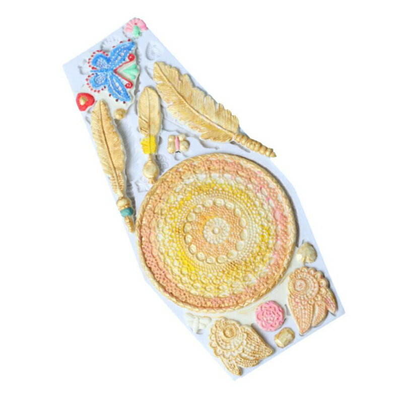 3dフェザーパターンケーキ飾るシリコーン型ftカップケーキ