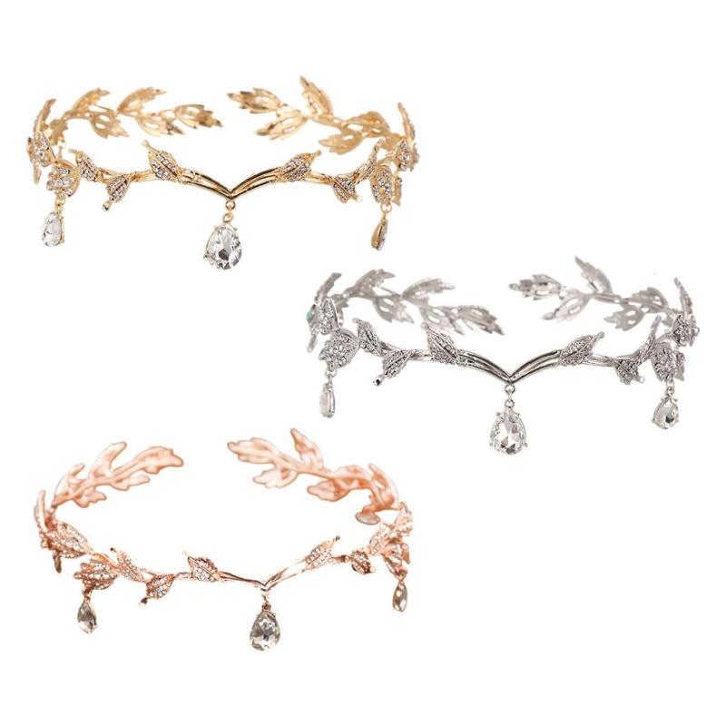 額チェーンウォータードロップヘッドバンドラインストーンリーフティアタルヴィンテージ誕生日..女性のヘアジュエリー.髪飾り