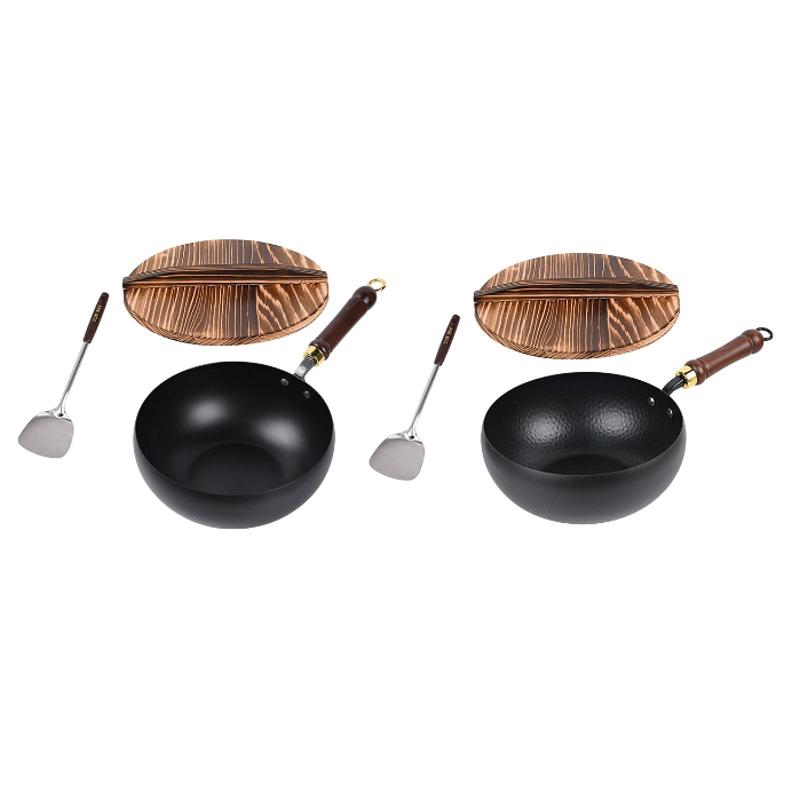 コーティングウッドの調理器具をコーティングなしで沸騰させて.レストランキャンプキッチンホテルのために炒め物フライフライパン中国