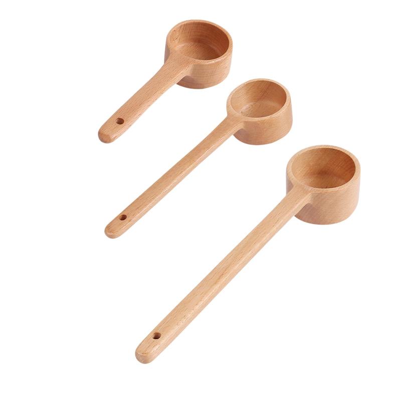 木製計量スプーン 木製コーヒースクープ ポータブル小型コーヒースプーン 乾物用テーブルスプーン ピク..