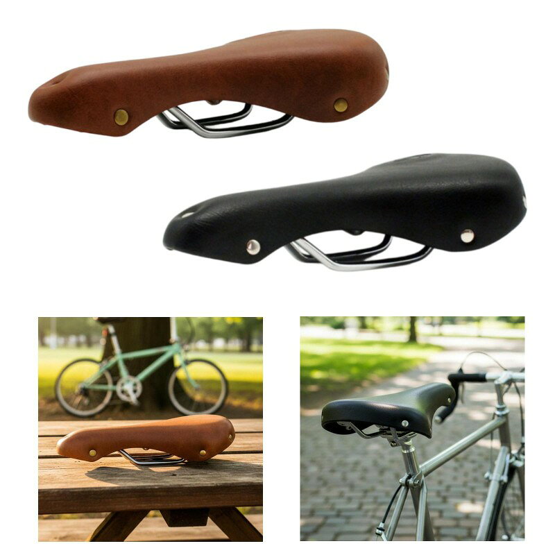 ビンテージ風自転車サドル.耐衝撃.通気.快適なパッド入り自転車シート.ロードバイ...