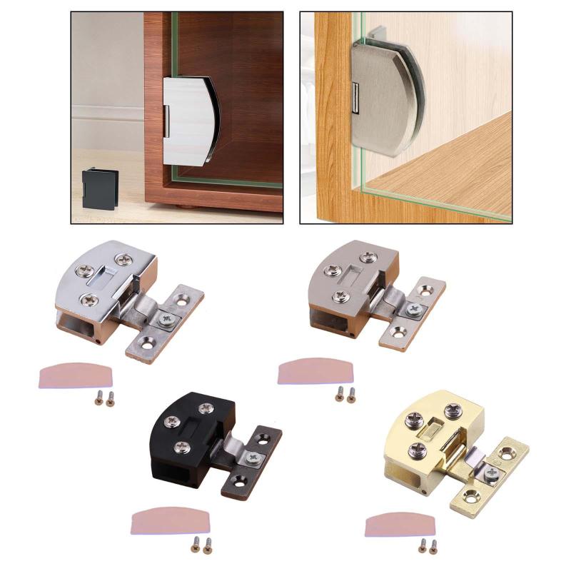 ガラスドアヒンジフレームレスキャビネットクランプゴムパッド付き亜鉛合金コーナードアヒンジ食器棚ド..