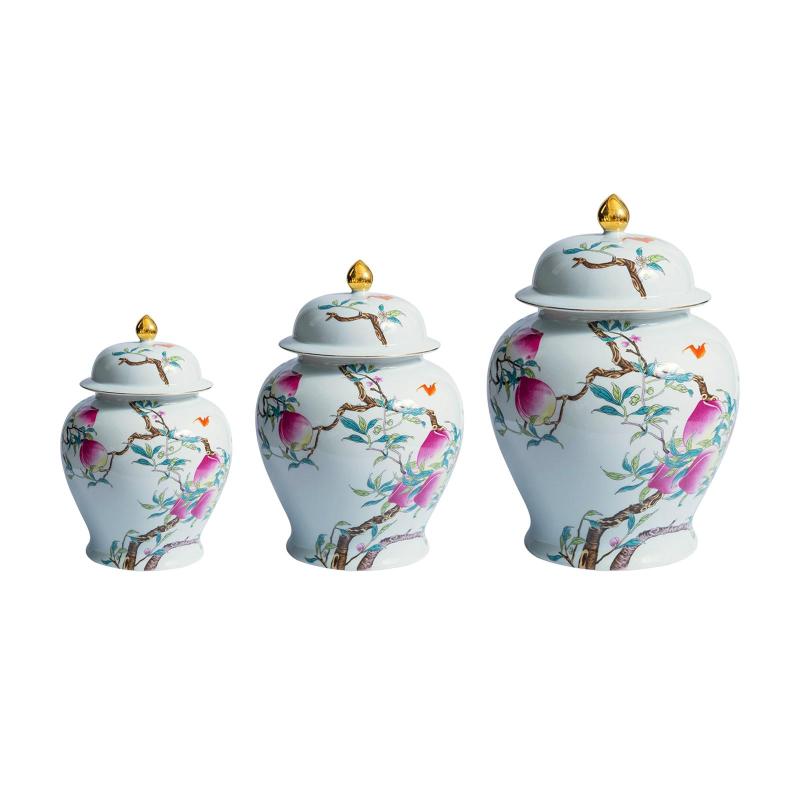 Chinese Style Ceramic Jar Home Decoration Color Glaze Flower Vase Kitchen Seasoning Porcelain Ja..