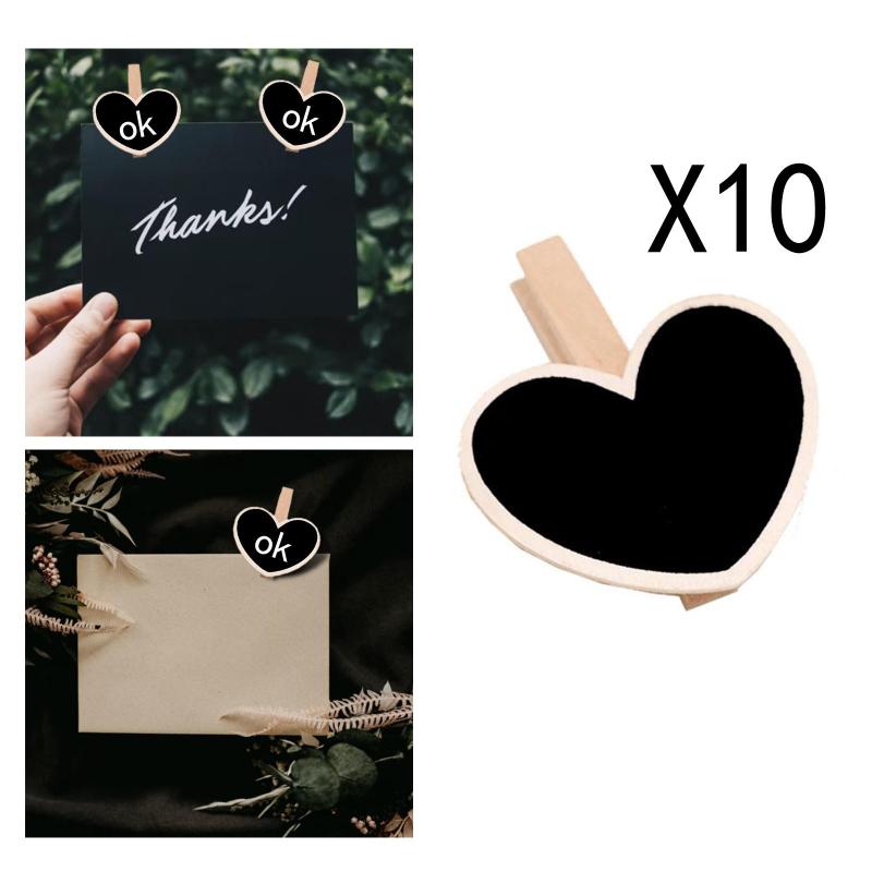 パック10ピース/個スモールミニ木製黒板メモメモメッセージボード黒板 , 2ブラック, 5.5 x 6.6cn