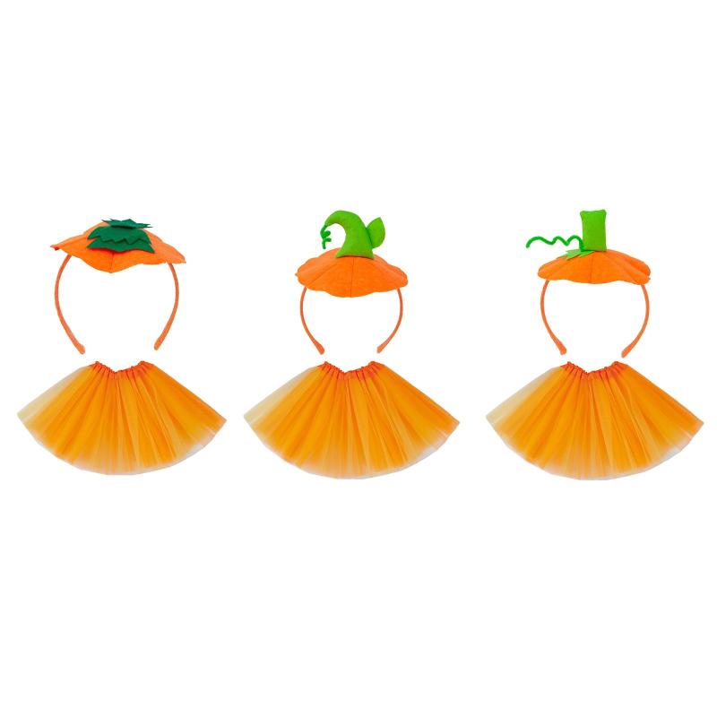 ハロウィンかぼちゃヘッドバンドとチュチュスカート.ホリデーカーニバルコスプレ用ヘッドウェア