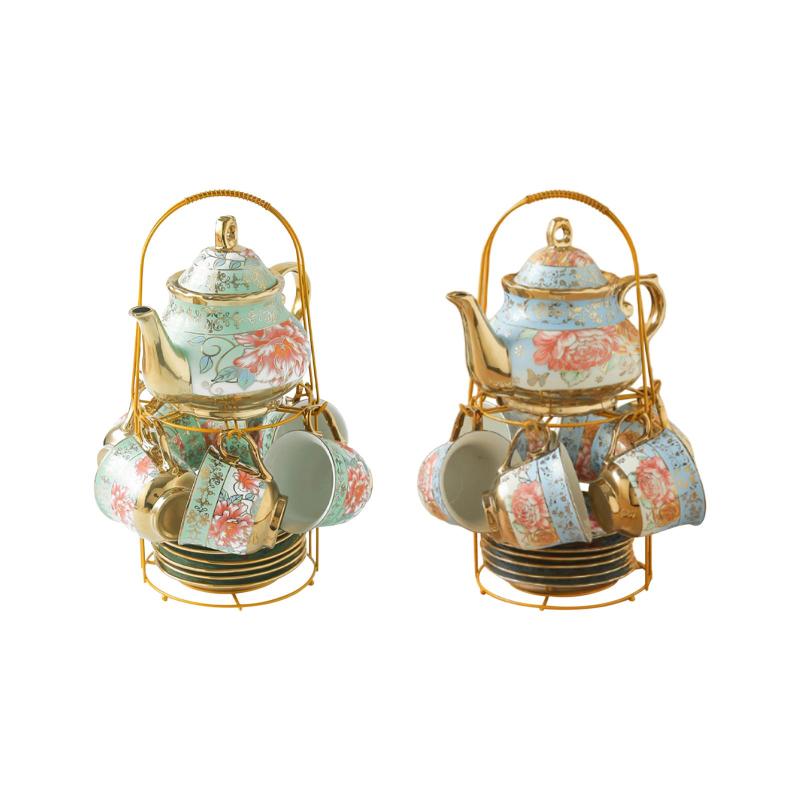 磁器セラミックコーヒーセットティーセットコレクション6人用美しいパターンホームパーティー用容量カ..