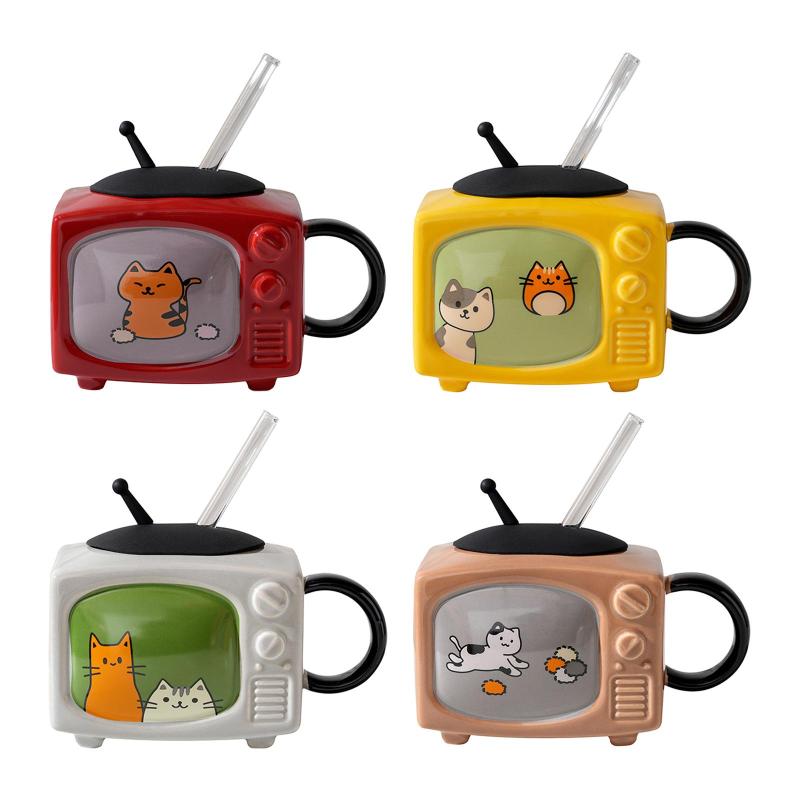 セラミックコーヒーマグ ティーカップ ミルクマグ 小型テレビ型 ドリンクウェア ドリンクカップ コーヒーカップ オフィス レストラン キッチン カフェ用