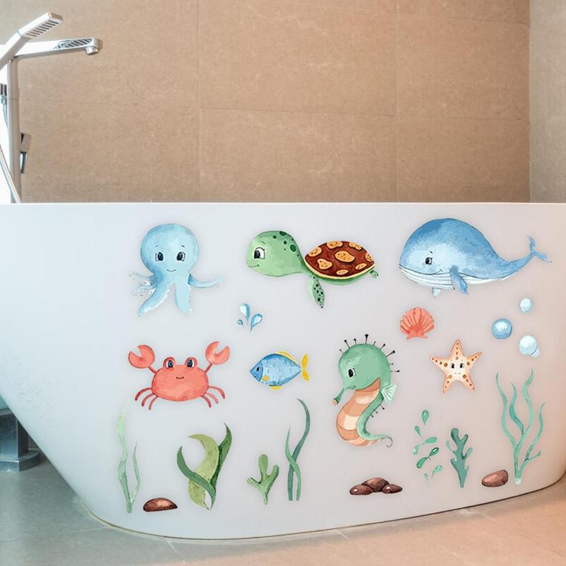 海の魚のウォールステッカー 海洋動物のウォールデカール 子供部屋 キッチンキャビネット用